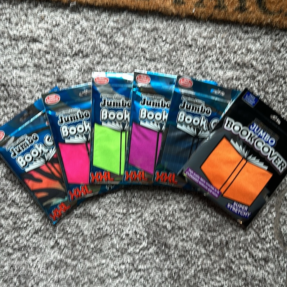 3/$15. 6 JUMBO BOOK COVERS FITS OVERSIZED BOOKS FREE BOOKMARK - FITS 10x15”